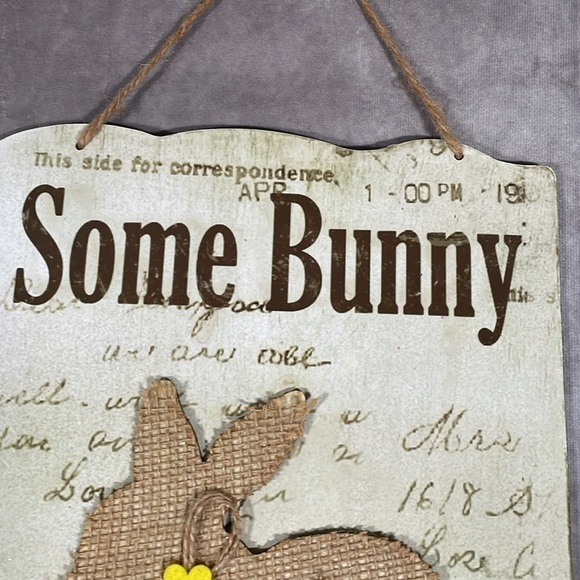 Some Bunny Loves You Easter Bunny Hanging Sign | Spring Easter NWT - Picture 3 of 7